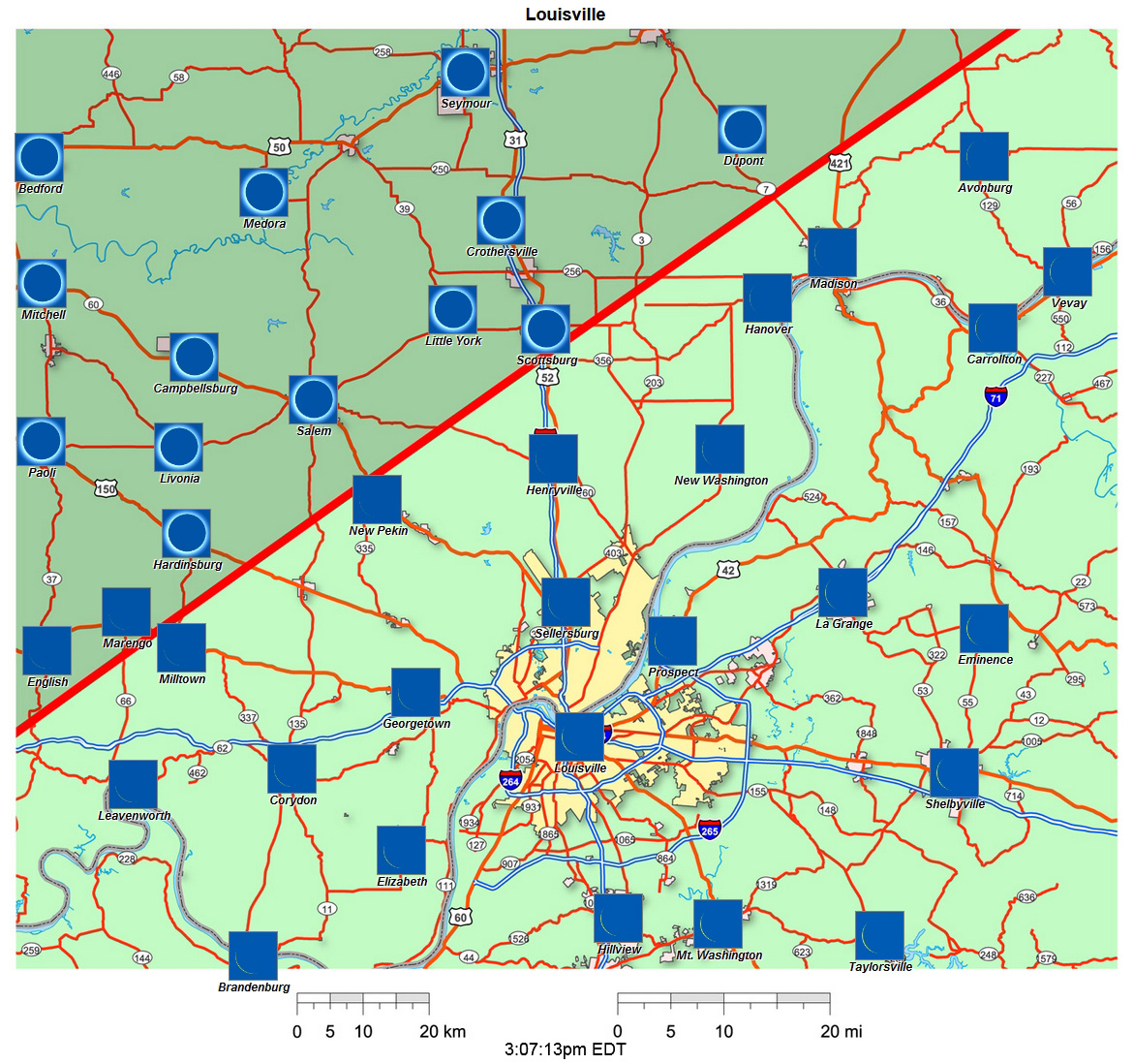 Interactive 2024 eclipse map for Louisville