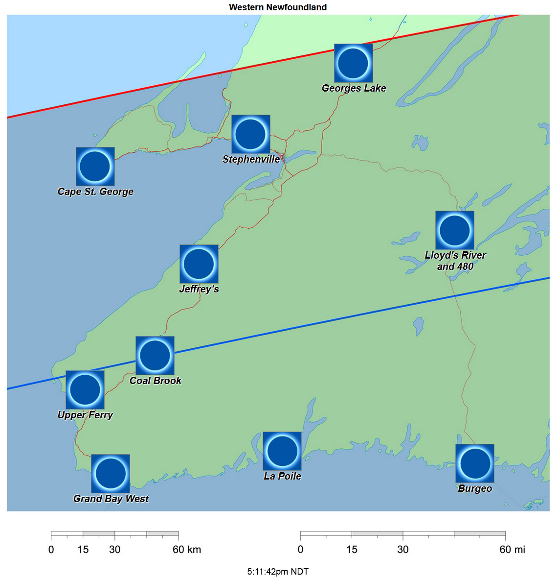 Interactive 2024 eclipse map for Newfoundland