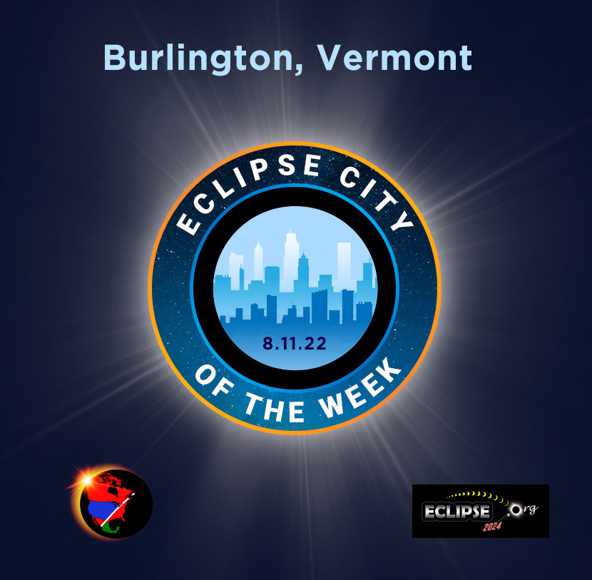 Burlington VT ciudad de la semana del eclipse de 2024